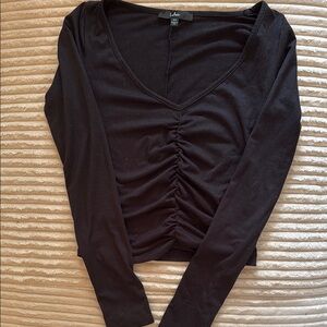 Lulu's Black Ruched Long Sleeve Top